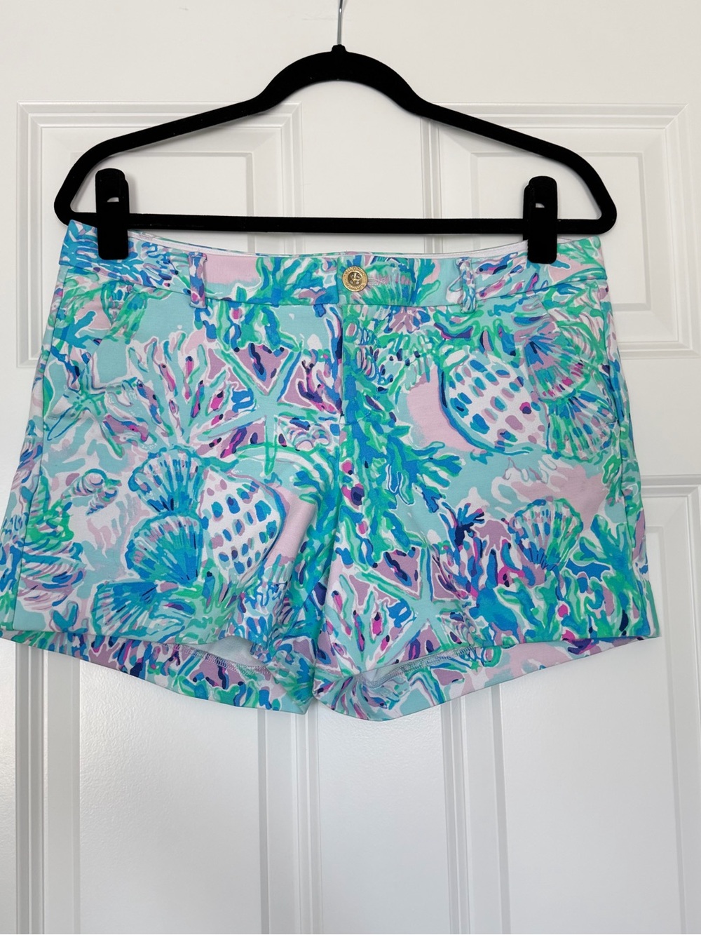 Lilly Pulitzer knit Callahan shorts size 8 Craysea pink lilac blue green